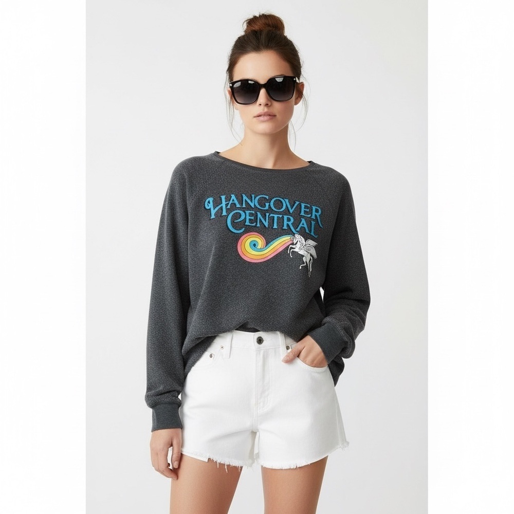 Wildfox Hangover Central Unicorn Sweatshirt Sweater Women’s Sz Xs Brunch Fleece